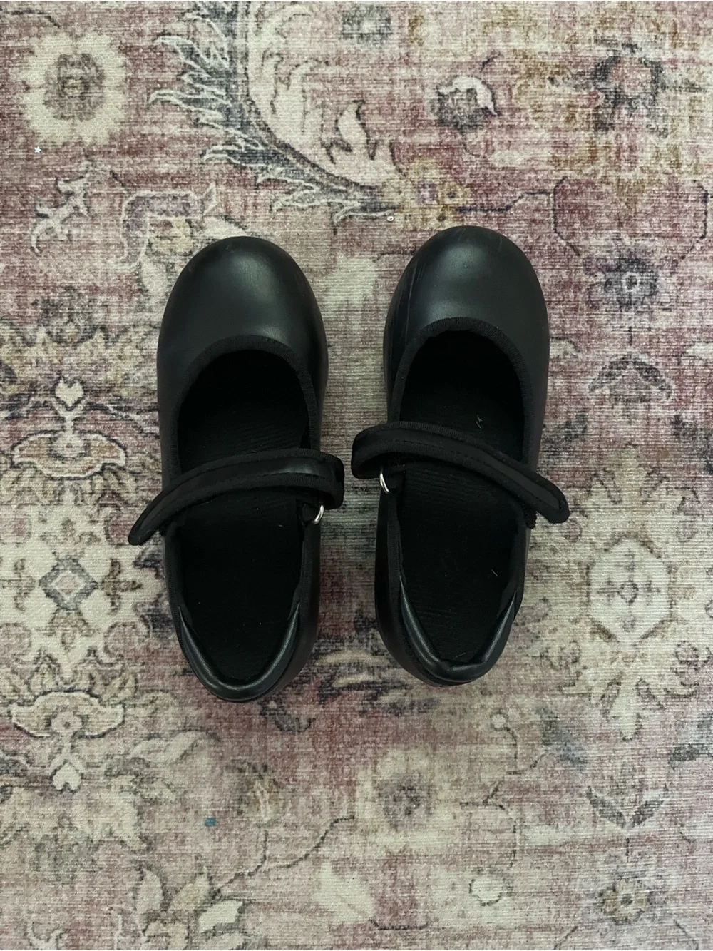 Children's Black Mary Jane Tap Shoes with Velcro Strap